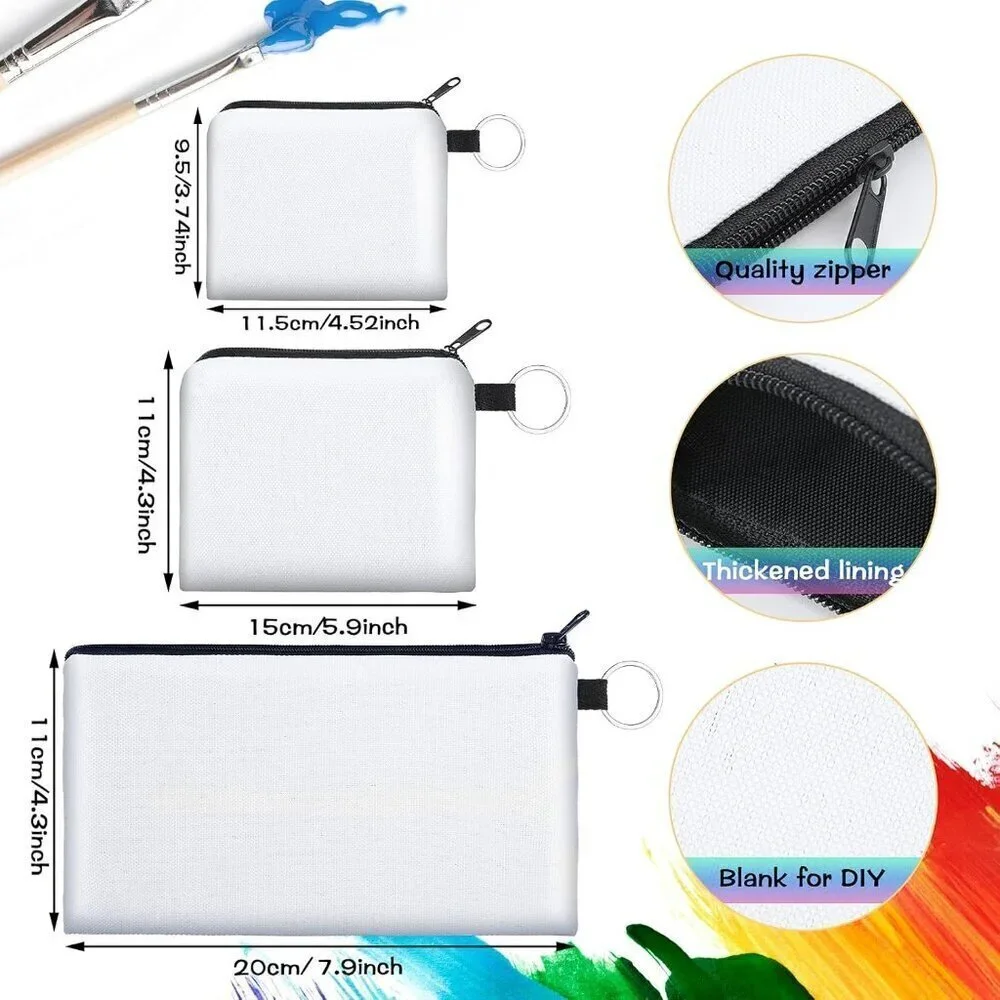 10 Pieces Sublimation Coin Purse DIY Blank Makeup Bags Bulk Cosmetic Pouch Small